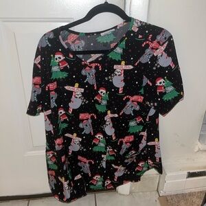 Black T-Shirt with Festive Koala Design